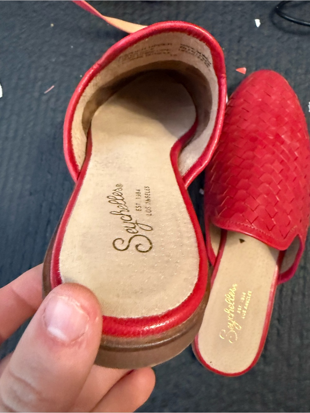 Seychelles Red Woven Slip-On Mules - Picture 2 of 5